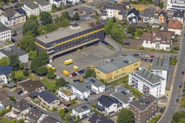 Aerial photo, Deutsch Post Postbank, Neheim, Arnsberg, Sauerland, North Rhine-Westphalia, Germany,