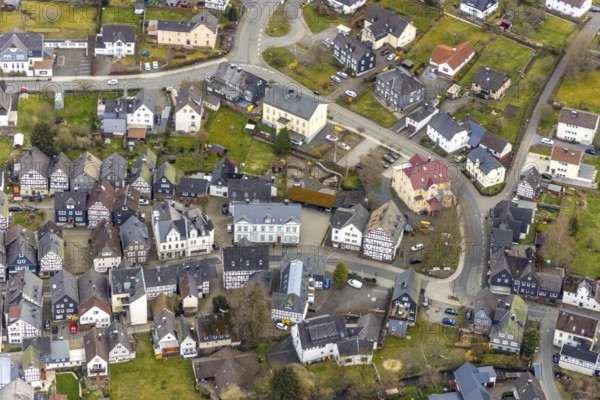 Aerial view, town centre Bad Laasphe, Siegerland, North Rhine-Westphalia, Germany, old town, Bad