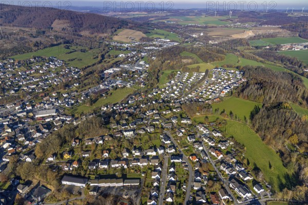 Aerial view, Community primary school St. Johannes Balve with view to the north in Balve,