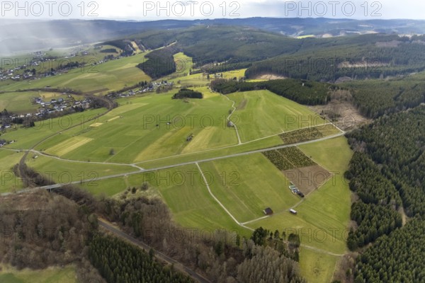 Aerial photo, forest damage in the Holzhausen forest area, Bad Laasphe, Siegerland, North