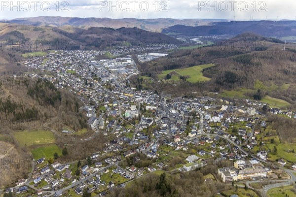 Aerial view, local view, Diakonisches Werk Wittgenstein, Designhotel AM Fang, construction site