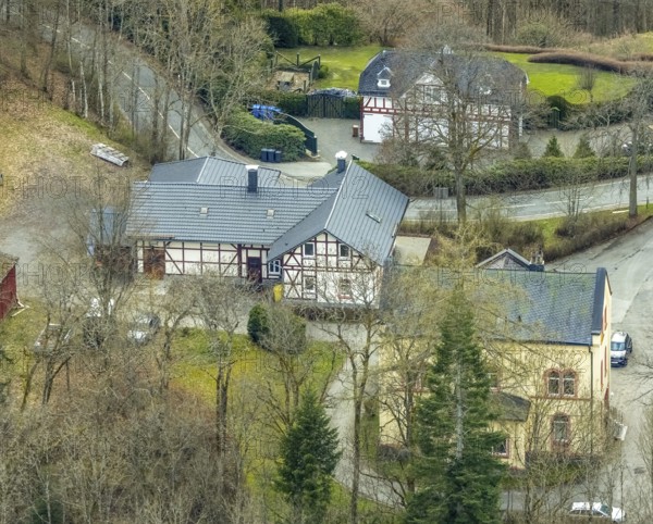 Aerial view, Wittgenstein Castle, Wittgenstein-Kunst, Bad Laasphe, Siegerland, North