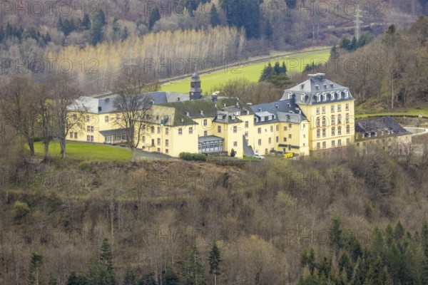 Aerial view, Wittgenstein Castle, Wittgenstein-Kunst, Bad Laasphe, Siegerland, North