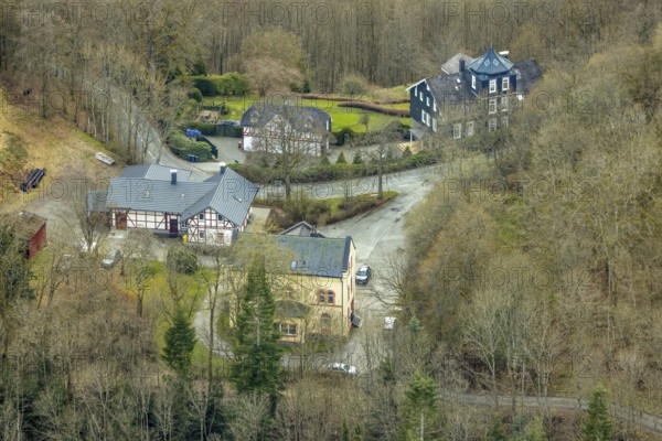 Aerial view, Wittgenstein Castle, Wittgenstein-Kunst, Bad Laasphe, Siegerland, North