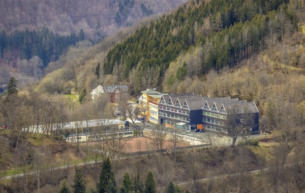 Aerial view, boarding school for girls and boys with state-recognised grammar school and secondary