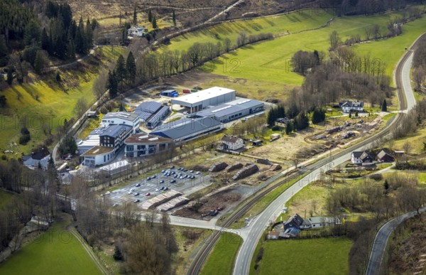Aerial view, company premises Osterrath GmbH & Co. KG, Bermershausen, Bad Laasphe, Siegerland,