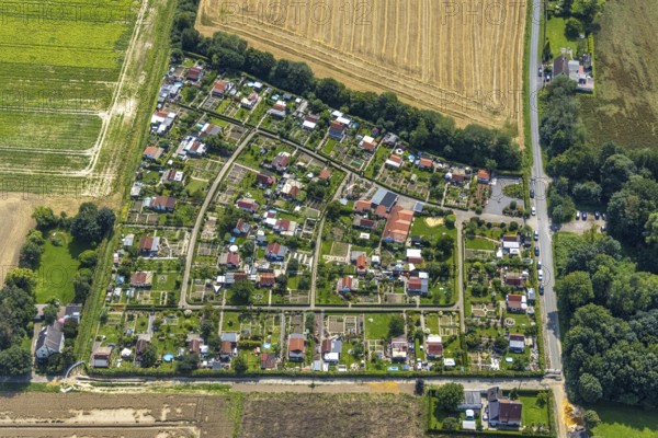 Aerial view, allotment garden association Im Krähenwinkel e.V. in Bergkamen, Ruhr area, North