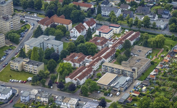 Aerial view of the AWO retirement home Hermann-Görlitz-Seniorenzentrum, Bergkamen, Ruhr area, North