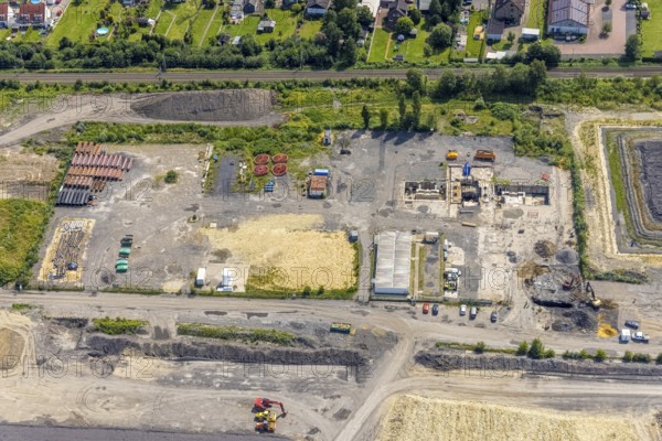 Aerial view, construction site for planned urban quarter Wasserstadt Aden on the site of the former