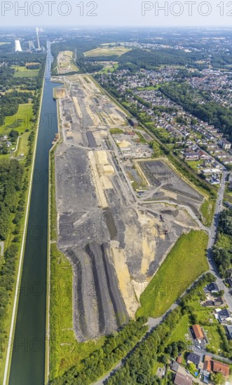 Aerial view, construction site for planned urban quarter Wasserstadt Aden on the site of the former