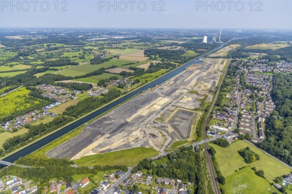 Aerial view, construction site for planned urban quarter Wasserstadt Aden on the site of the former