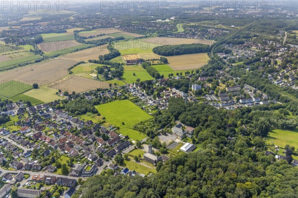 Aerial view, Protestant Martin Luther Church and conversion of the former castle school for new