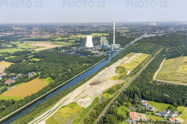 Aerial view, construction site for planned urban quarter Wasserstadt Aden on the site of the former
