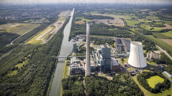 Aerial photograph, Bergkamen power station on the Datteln-Hamm canal in the Heil district,