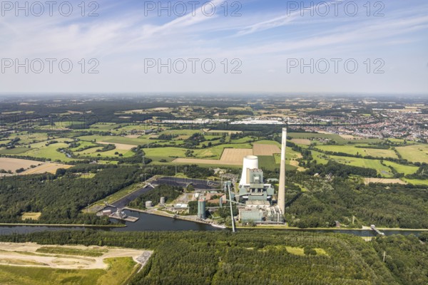 Aerial photograph, Bergkamen power station on the Datteln-Hamm canal in the Heil district,
