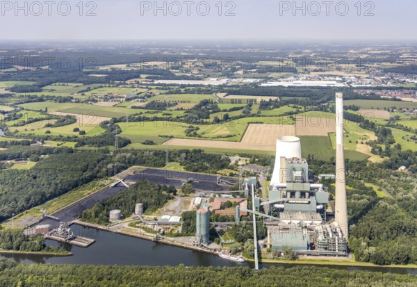 Aerial photograph, Bergkamen power station on the Datteln-Hamm canal in the Heil district,