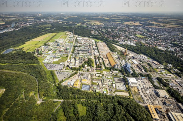 Aerial view, Bayer AG chemical plant site in Bergkamen, Ruhr area, North Rhine-Westphalia, Germany,