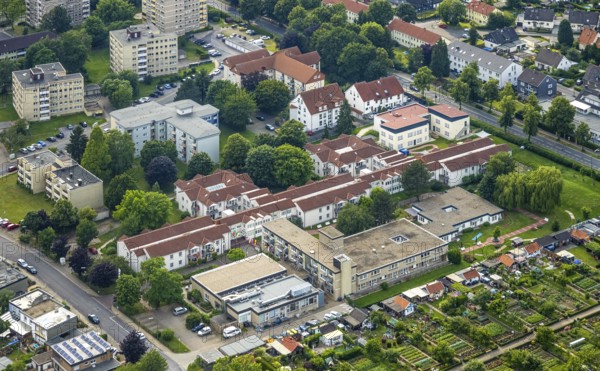 Aerial view of the AWO retirement home Hermann-Görlitz-Seniorenzentrum, Bergkamen, Ruhr area, North