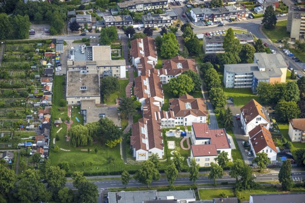 Aerial view of the AWO retirement home Hermann-Görlitz-Seniorenzentrum, Bergkamen, Ruhr area, North