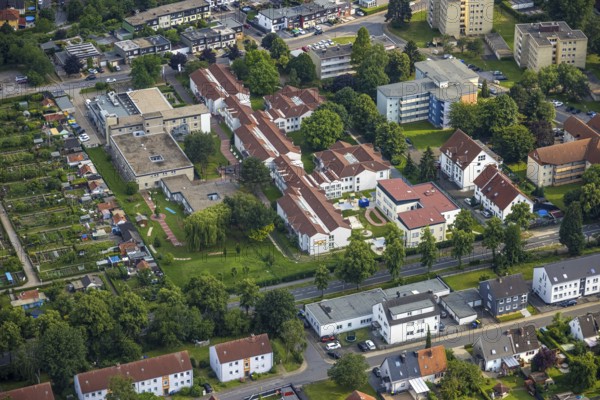 Aerial view of the AWO retirement home Hermann-Görlitz-Seniorenzentrum, Bergkamen, Ruhr area, North