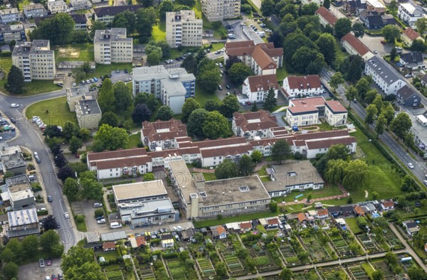 Aerial view of the AWO retirement home Hermann-Görlitz-Seniorenzentrum, Bergkamen, Ruhr area, North