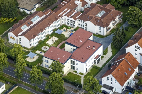 Aerial view of the AWO retirement home Hermann-Görlitz-Seniorenzentrum, Bergkamen, Ruhr area, North