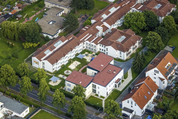 Aerial view of the AWO retirement home Hermann-Görlitz-Seniorenzentrum, Bergkamen, Ruhr area, North