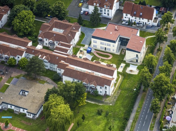 Aerial view of the AWO retirement home Hermann-Görlitz-Seniorenzentrum, Bergkamen, Ruhr area, North