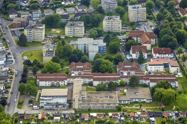 Aerial view of the AWO retirement home Hermann-Görlitz-Seniorenzentrum, Bergkamen, Ruhr area, North