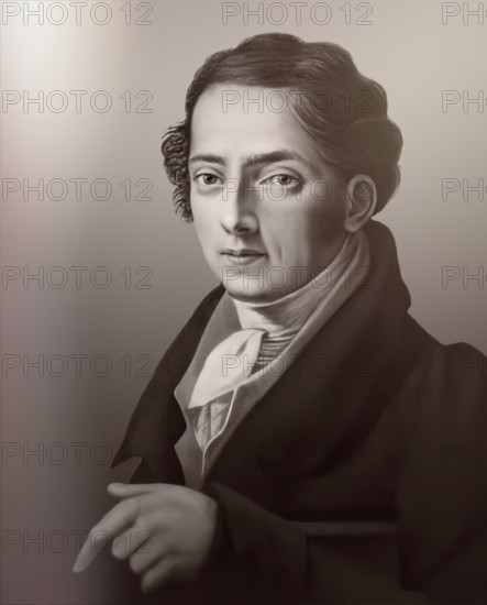 Portrait of Joseph Ritter von Fraunhofer, 1787 – 1826, German physicist and optical lens
