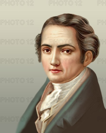 Portrait of Joseph Ritter von Fraunhofer, 1787 – 1826, German physicist and optical lens