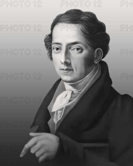 Portrait of Joseph Ritter von Fraunhofer, 1787 – 1826, German physicist and optical lens