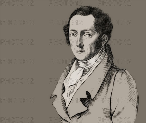 Portrait of Joseph Ritter von Fraunhofer, 1787 – 1826, German physicist and optical lens