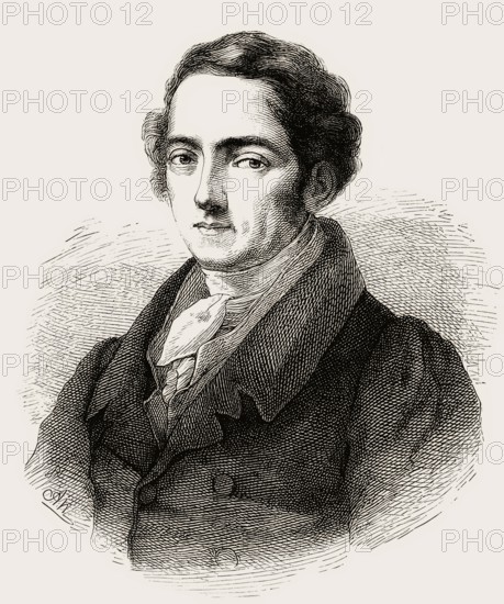 Portrait of Joseph Ritter von Fraunhofer, 1787 – 1826, German physicist and optical lens