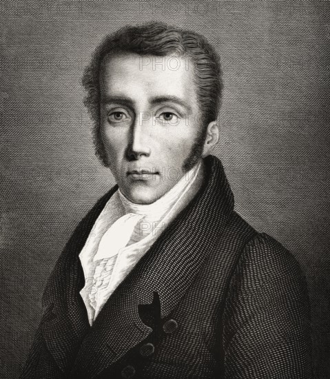 Portrait of Joseph Ritter von Fraunhofer, 1787 – 1826, German physicist and optical lens