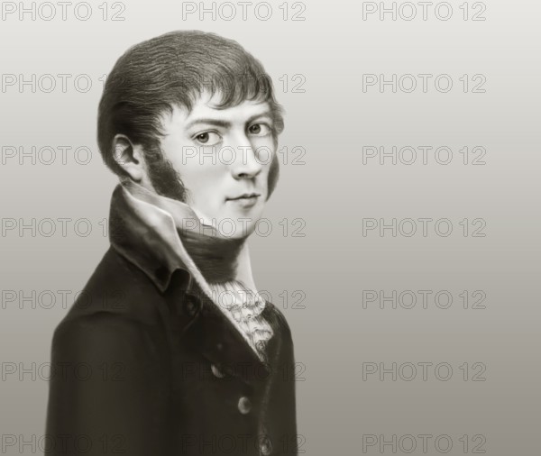 Portrait of Joseph Ritter von Fraunhofer, 1787 – 1826, German physicist and optical lens