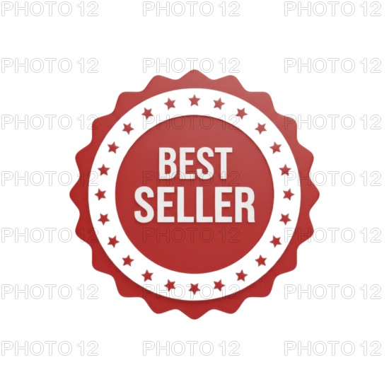 A red and white best seller badge, perfect for highlighting top products or promotions, isolated on