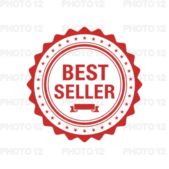 A red and white best seller badge, perfect for highlighting top products or promotions. This