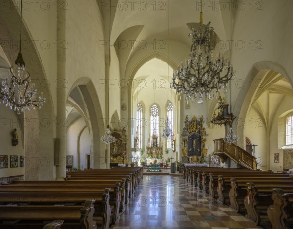 View of the altar in the Catholic parish church of St John the Baptist, Bad Radkersburg, Styria,