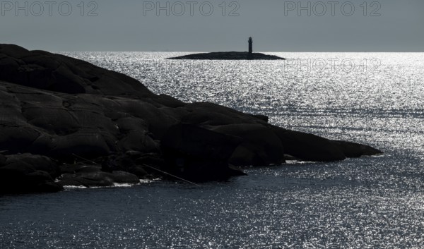 Island with a lighthouse, archipelago, rocky coast, Ramsvik, nature reserve Ramsviklandet,