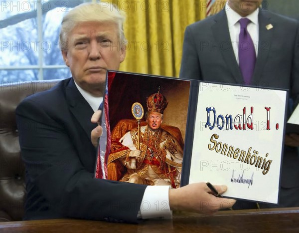 Symbolic image, Donald 1 Sun King, Trump on a vendetta, persecution of all opponents, autocracy,