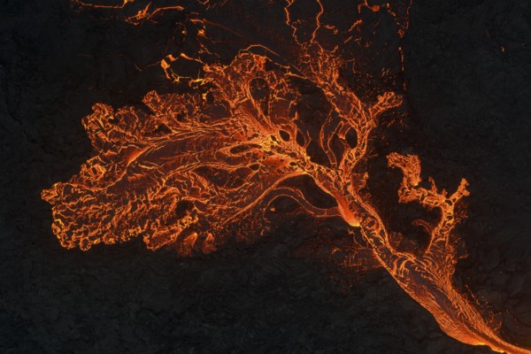 Volcanic eruption, lava details, Sundhnúkur crater chain, near Grindavik, Reykjanes Peninsula,