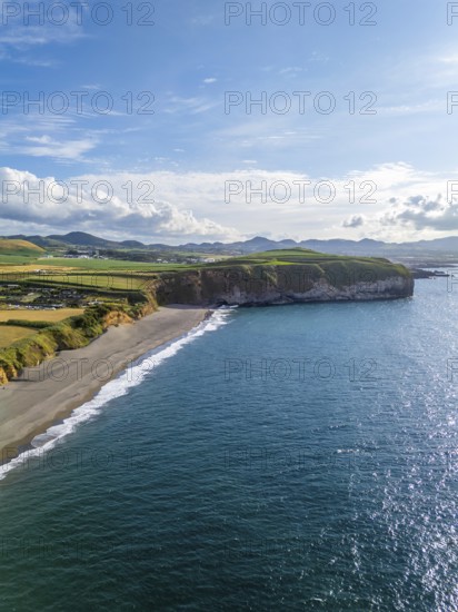 Areal de Santa Barbara Beach and Atlantic Ocean on Sunny Day. Azores, Sao Miguel Island. Portugal.