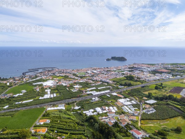 Vila Franca Do Campo Town, Vila Franca Islet and Atlantic Ocean. Azores, Sao Miguel Island,
