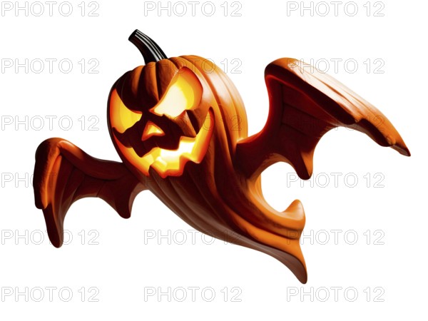 A spooky jack o lantern ghost floats with glowing eyes and a carved grin, perfect for Halloween