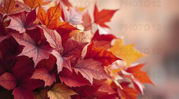 A vibrant bouquet made of autumn leaves showcases the essence of the season with warm red and