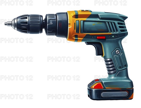Cordless drill on white bacground, perfect for various drilling and fastening applications in home