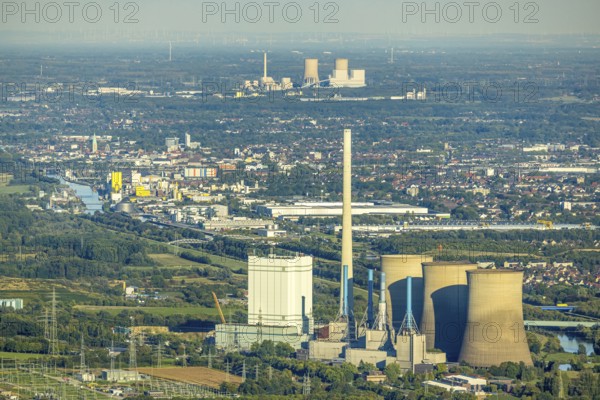 Aerial view, RWE Generation SE power plant Gersteinwerk, view over Hamm to RWE power plant