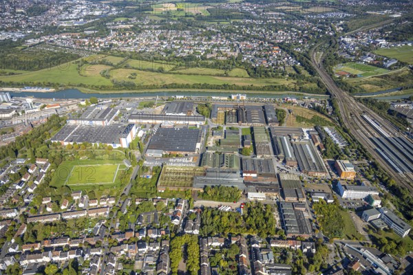 Aerial view, harbour at Datteln-Hamm canal, industrial area Hafenstraße and Dortmunder Straße,