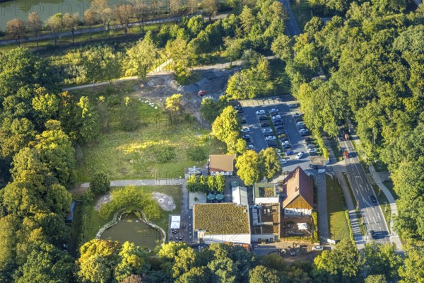 Aerial view, TusÃƒÂª Altes Fährhaus Restaurant, Uentrop, Hamm, Ruhr area, North Rhine-Westphalia,